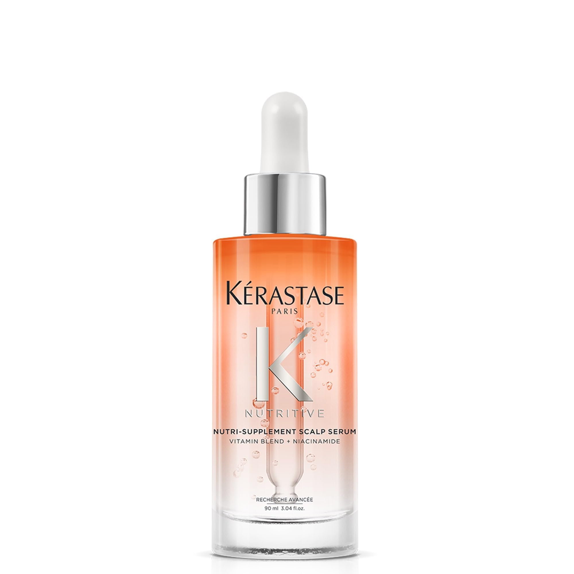 KÉRASTASE front packaging showing bottle and cap, promoting visible hydration