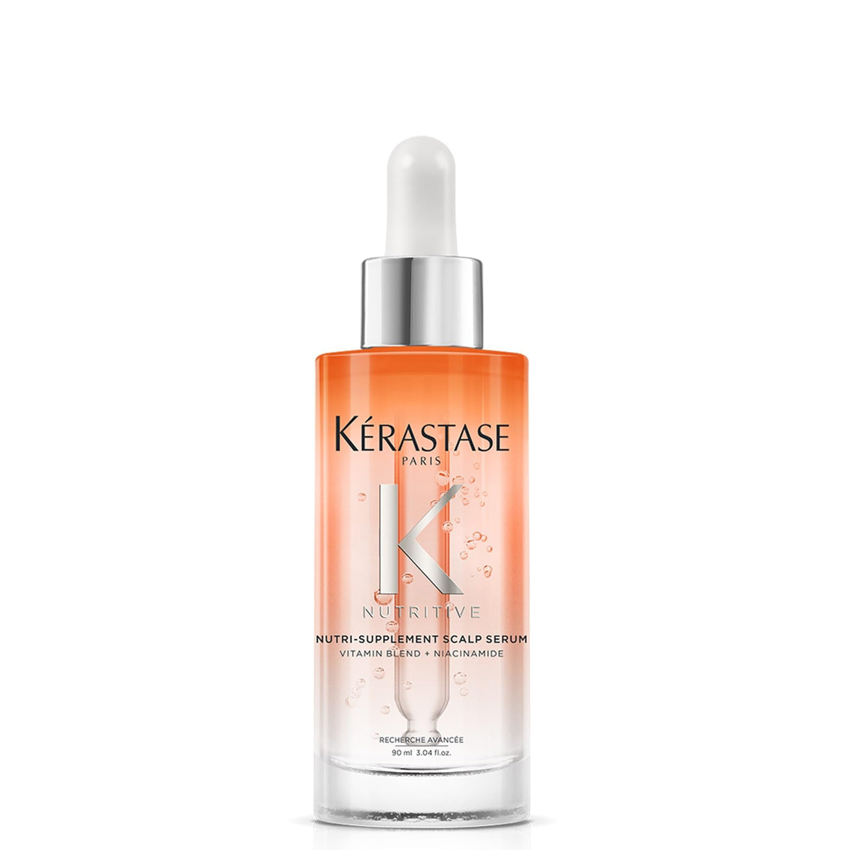 KÉRASTASE front packaging showing bottle and cap, promoting visible hydration