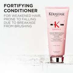KÉRASTASE Genesis Fondant Renforcateur application for hair demonstrates easy detangling and even distribution.