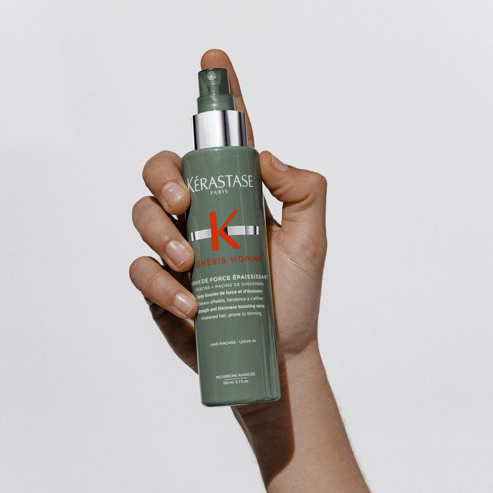 Kerastase Genesis Homme Spray direct-dispense offers quick mist for uniform coverage