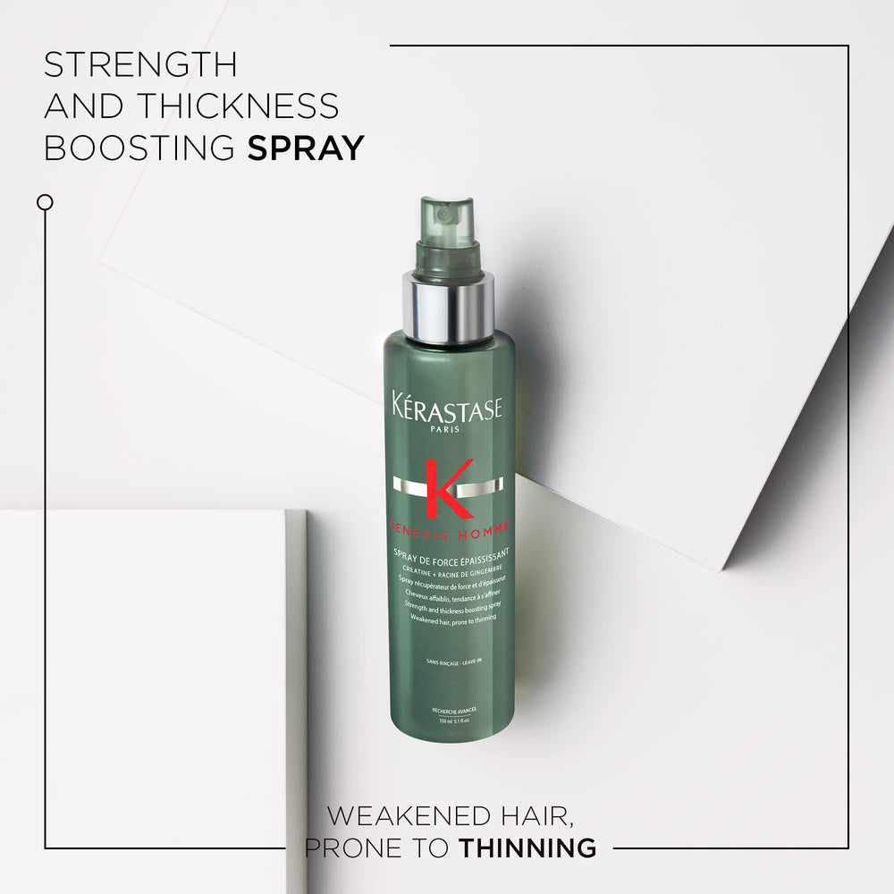 Kerastase Genesis Homme Spray De Force bottle back showing key ingredients