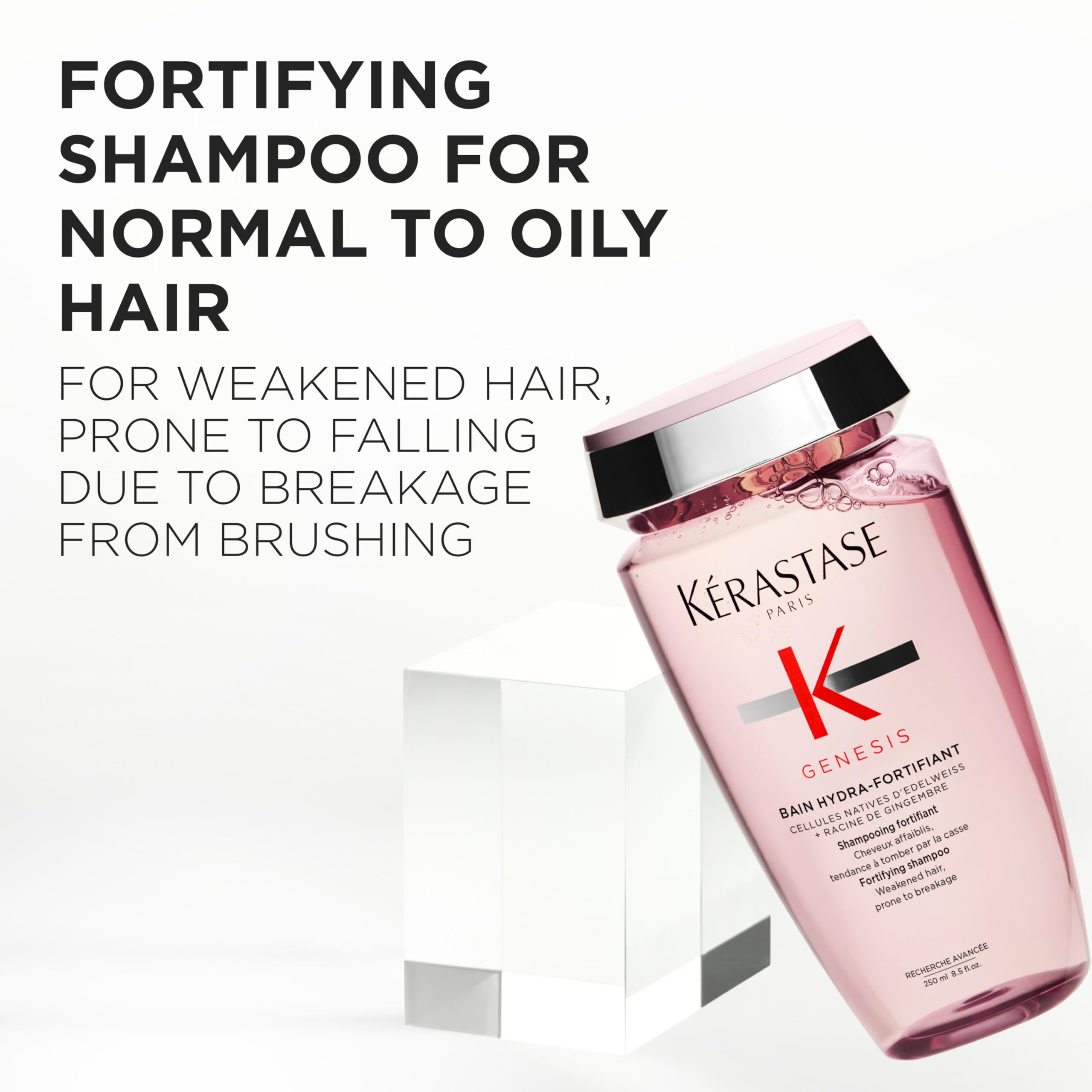 Close-up of creamy lather from Kerastase Genesis Hydra-Fortifiant Shampoo for detangling.
