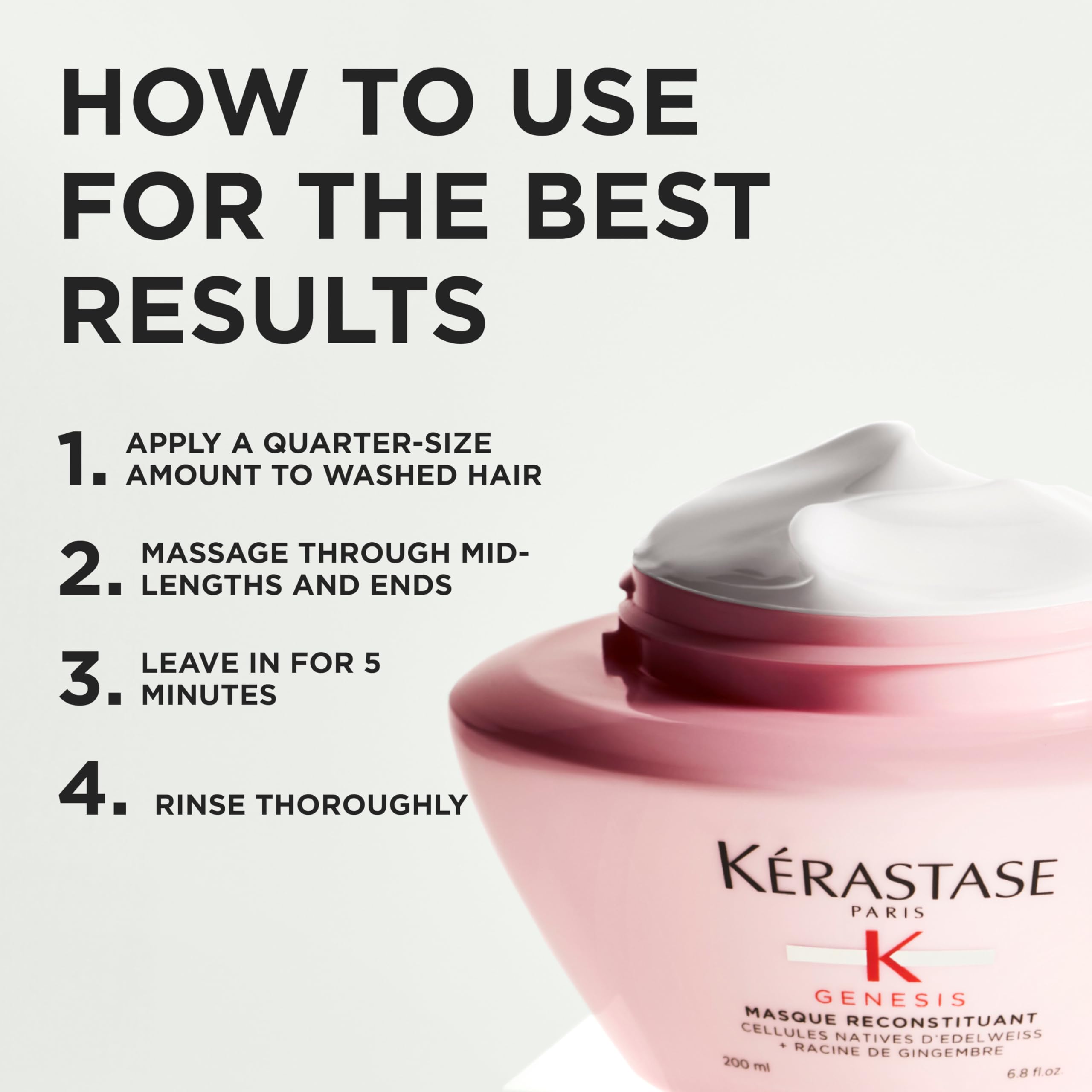 KÉRASTASE Genesis mask close-up of creamy texture ideal for conditioning.