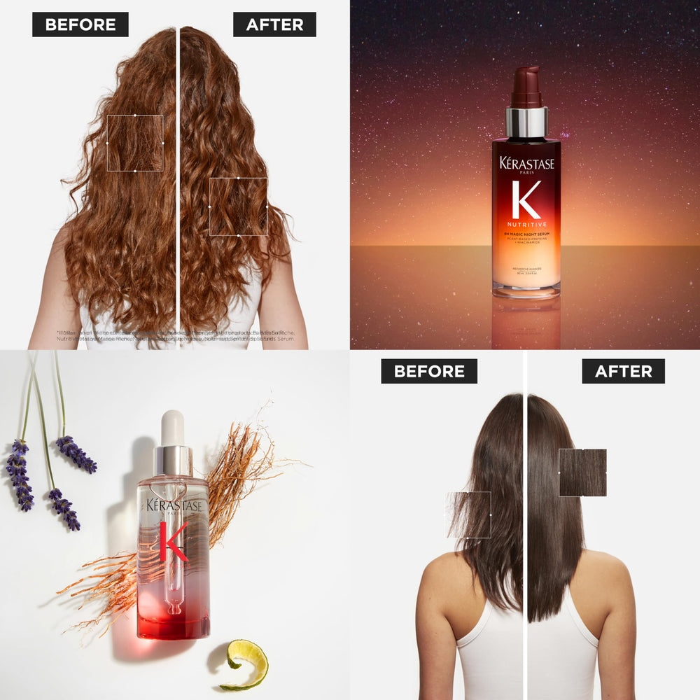KÉRASTASE Genesis serum applicator close-up showing precise scalp treatment for strength