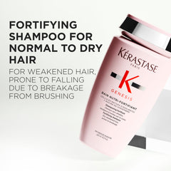 Kérastase Genesis shampoo foamy lather revitalizes scalp while cleansing.
