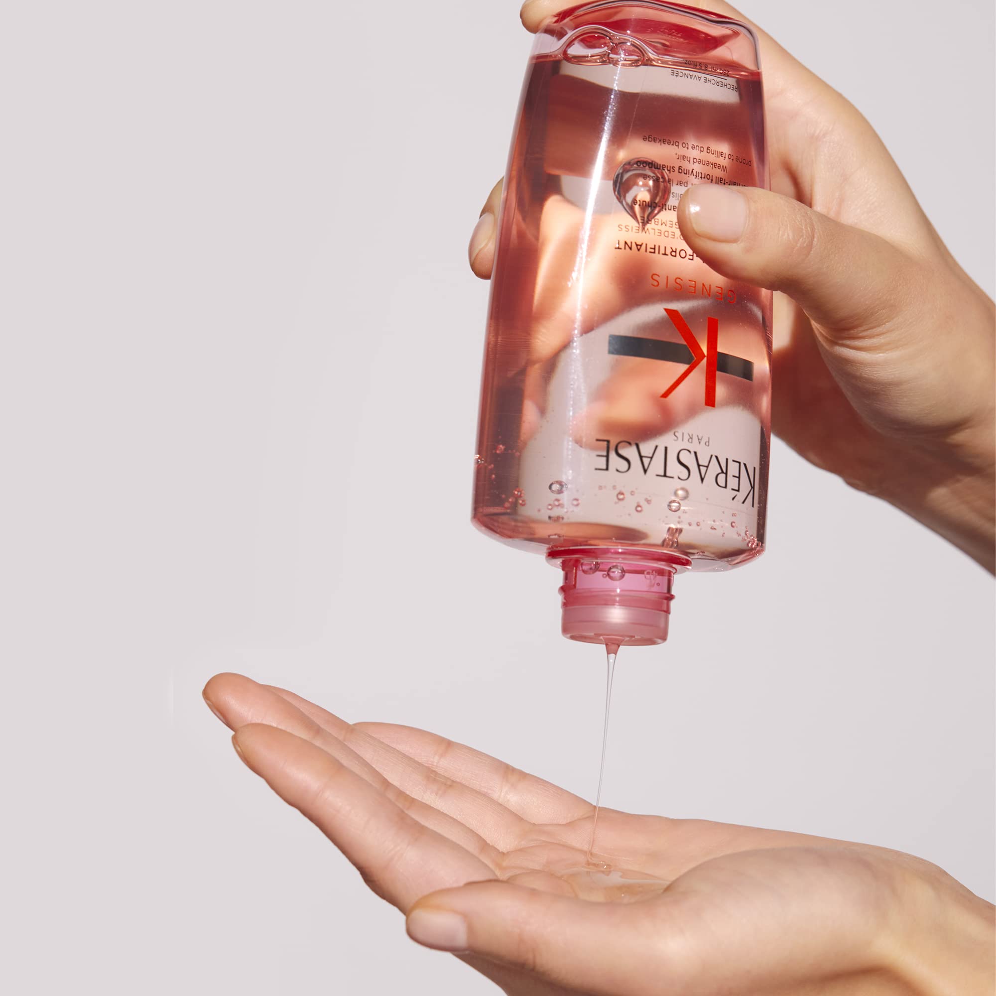 Genesis conditioner and serum pairing shown as part of the routine.