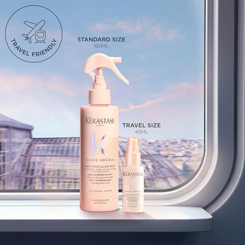 Kérastase Gloss Absolu Glaze Milk application shows hydration and frizz defense benefits