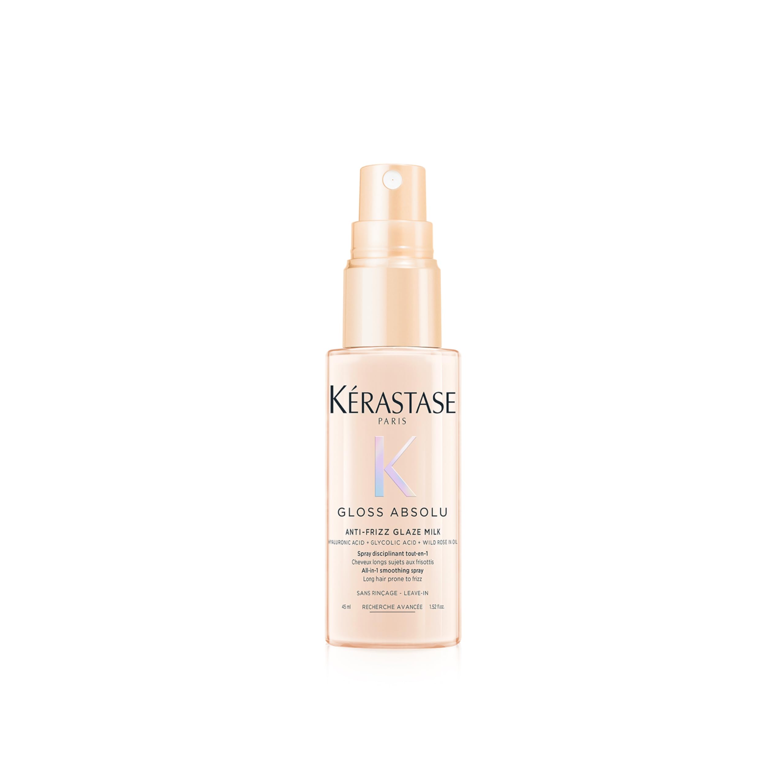 Kérastase Gloss Absolu Glaze Milk bottle pours for detangling and long-hair smoothness