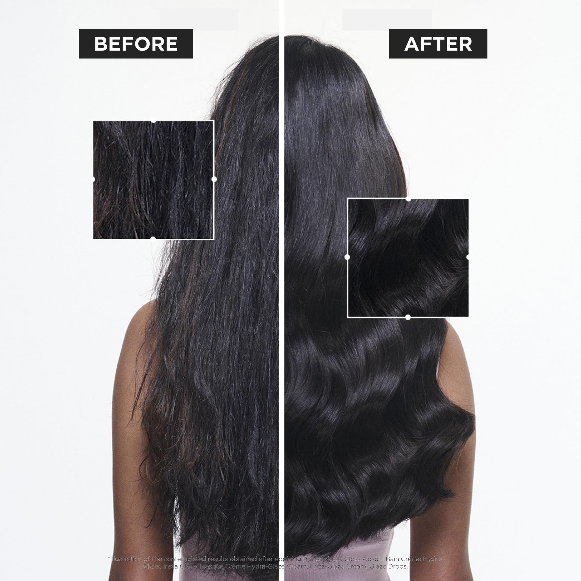 KÉRASTASE being applied to hair lengths demonstrating smoothing benefit