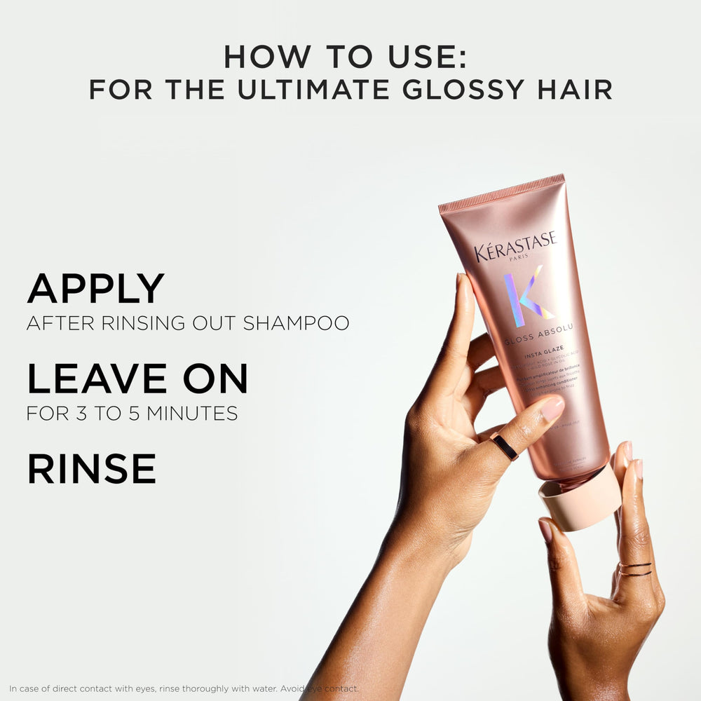 Kerastase Gloss Absolu detangling action demonstrates effortless comb-through.