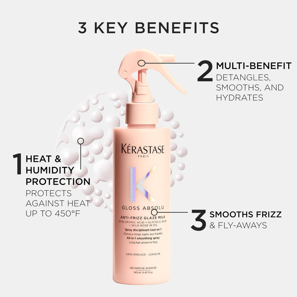 Kerastase Gloss Absolu Milk during blow-dry easing styling and smoothing