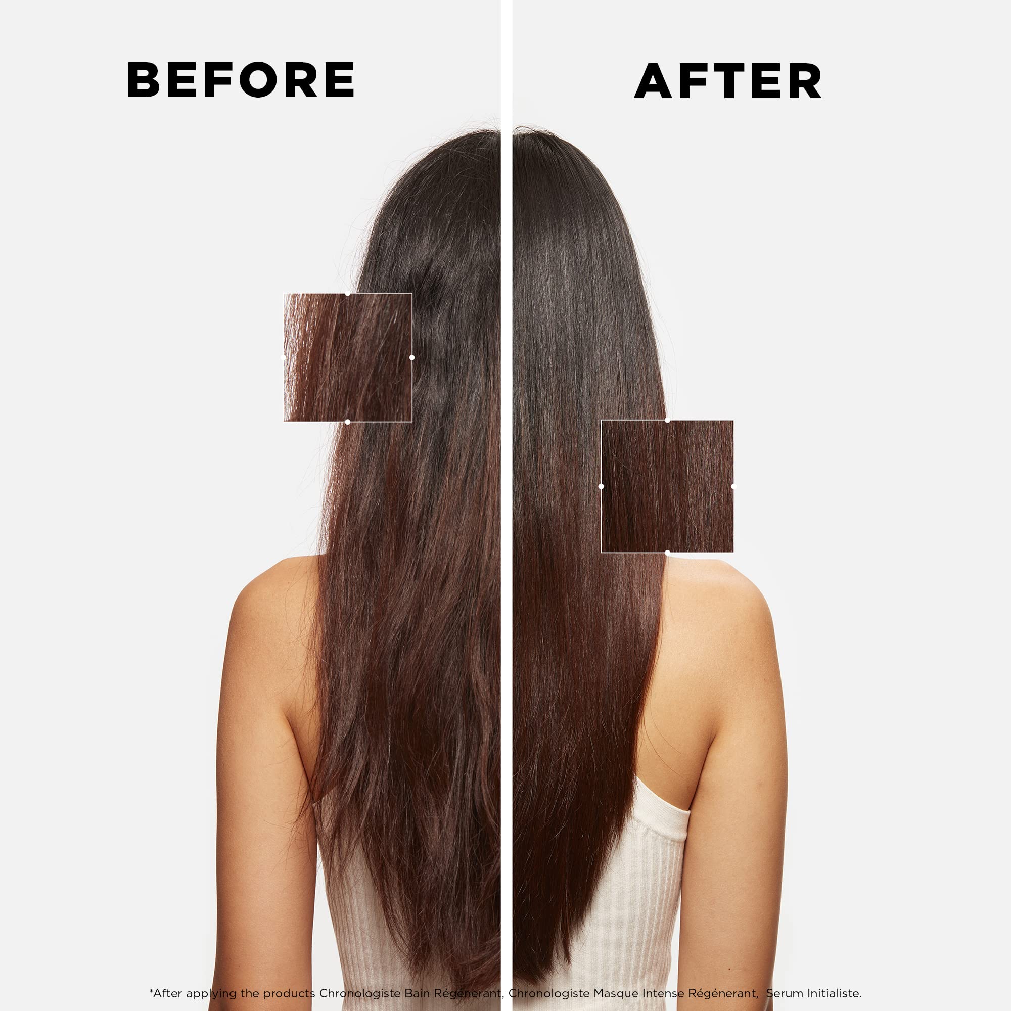 KÉRASTASE Initialiste finished look on longer hair shows healthy glow.