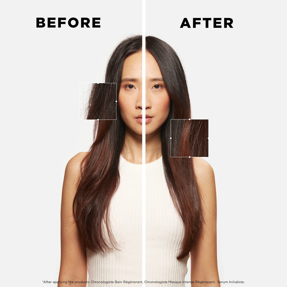 KÉRASTASE Initialiste serum texture close-up shows lightweight, non-greasy shine.