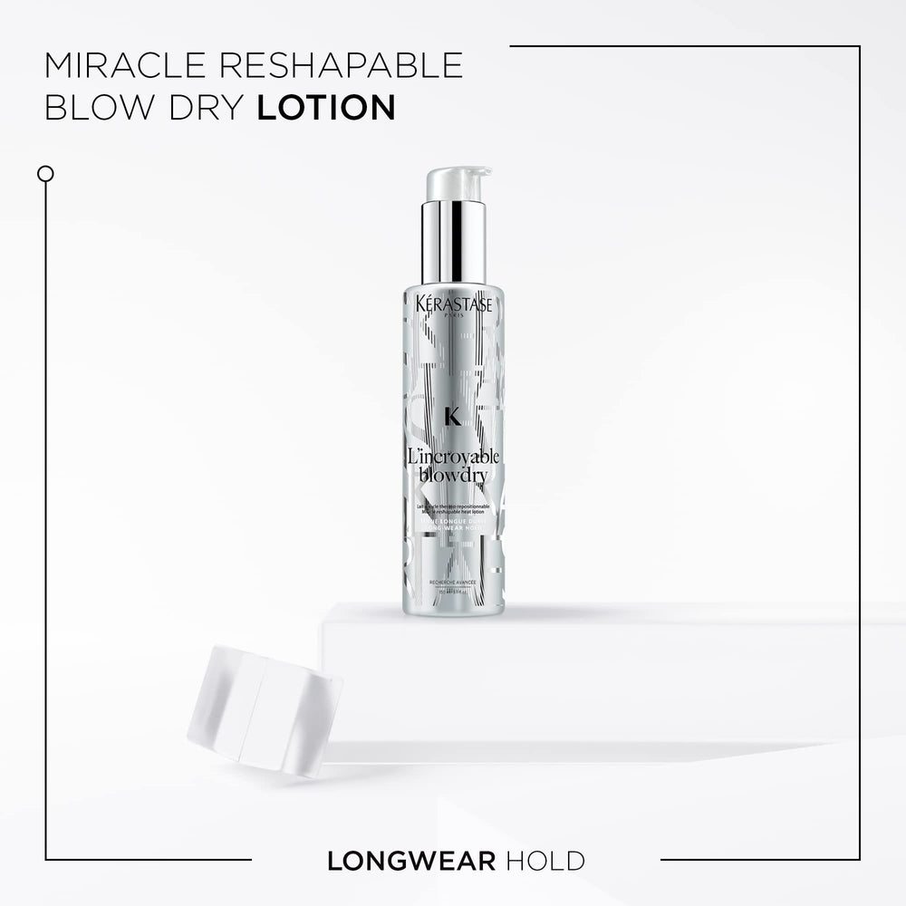 Kérastase L'incroyable Blowdry Serum pump enables easy application for controlled styling.