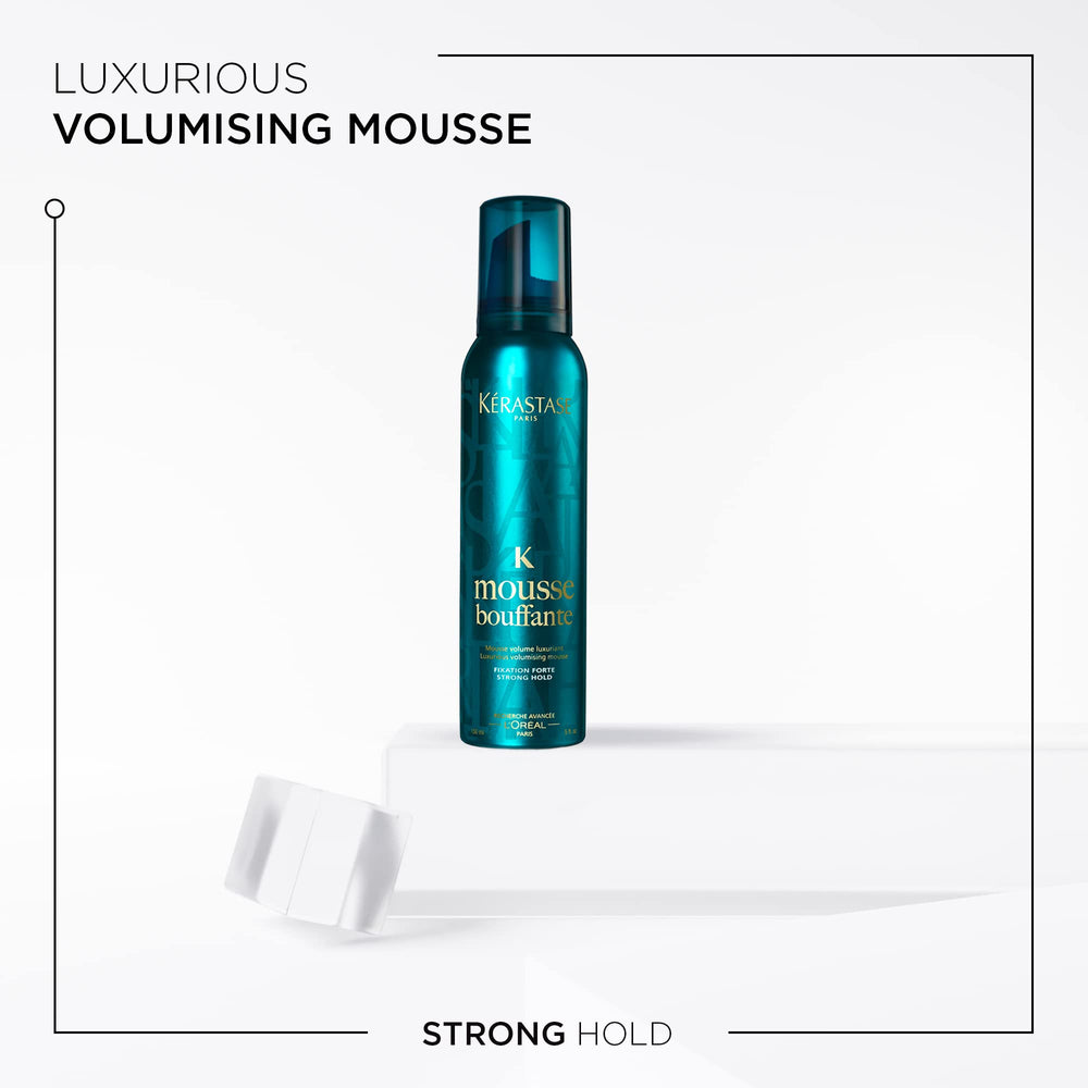 Kerastase Mousse Bouffante close-up shows plumping action for fuller roots and moveable body.