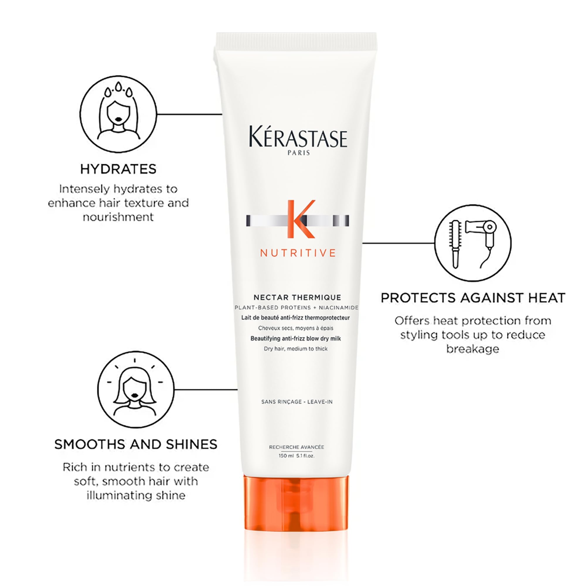 KÉRASTASE Nectar Thermique heat-protection-icon signals heat defense up to 450°F