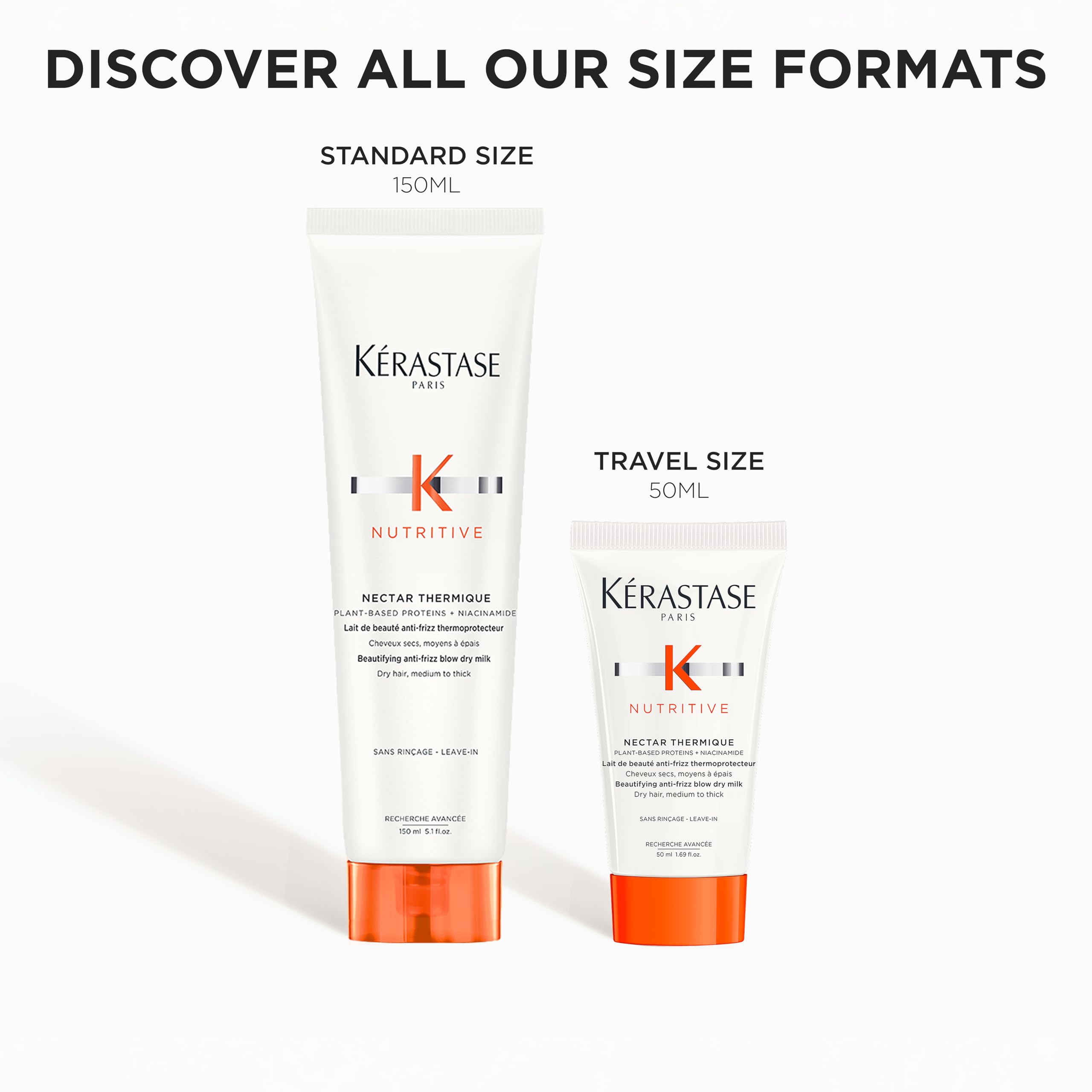 KÉRASTASE Nectar Thermique packaging display highlights convenient 1.69 fl oz format