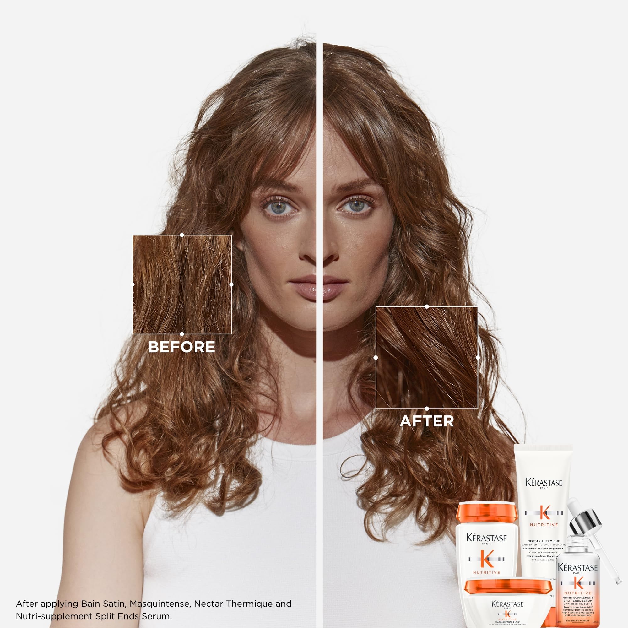 Kérastase Nectar Thermique towel-dried hair ready for detangling.