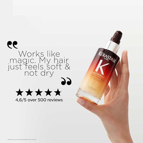 KÉRASTASE Nutritive 8H Magic Night Serum texture swatch demonstrates lightweight, non-greasy comfort for overnight wear.