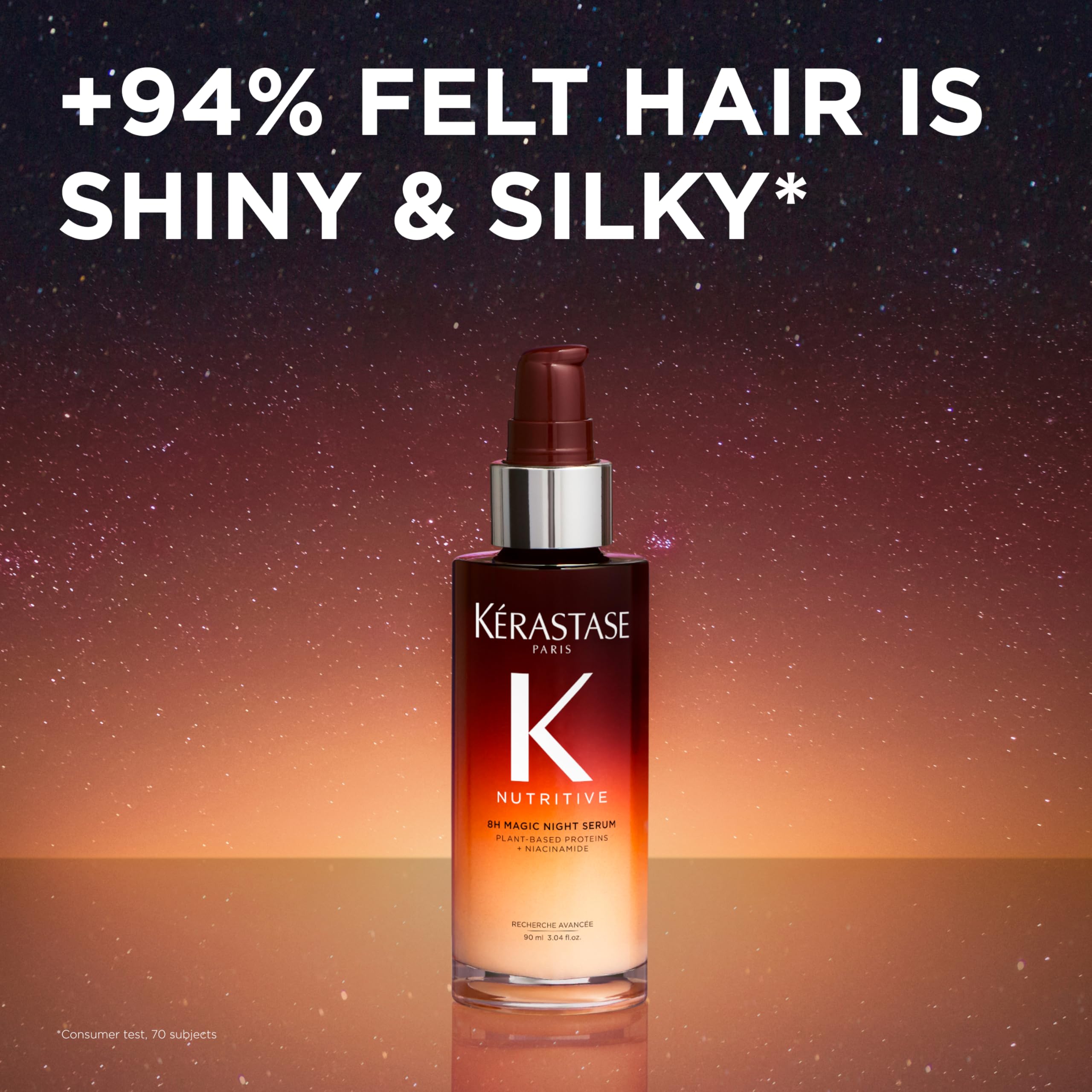 Kérastase Nutritive 8H Night Serum Niacinamide ingredient focus for hydration.