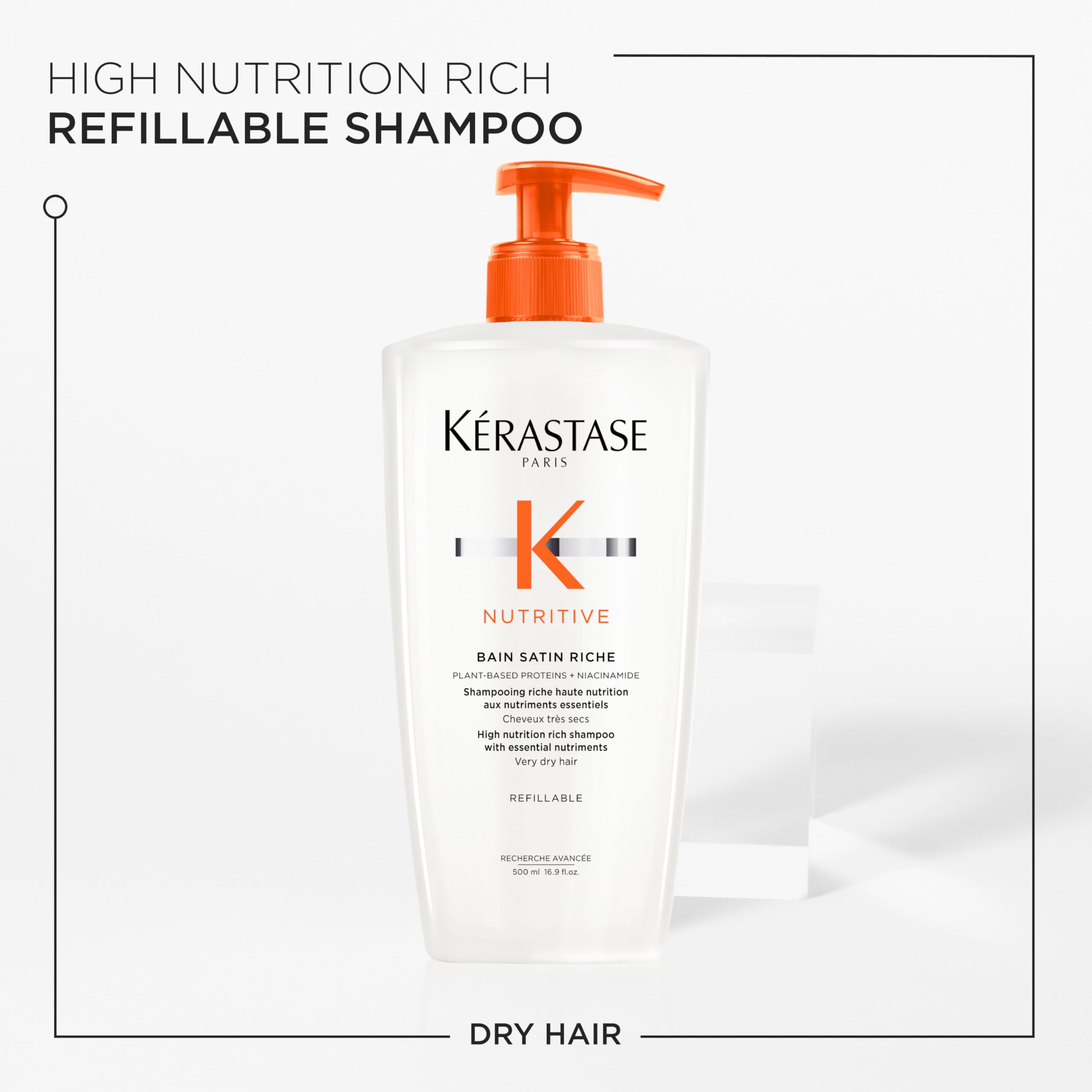 Kérastase Nutritive Bain Satin Riche hair close-up showing sleek shine and hydration