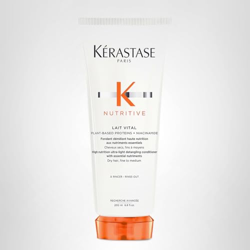 Kerastase Nutritive Lait Vital daily-use routine shot with haircare lineup.