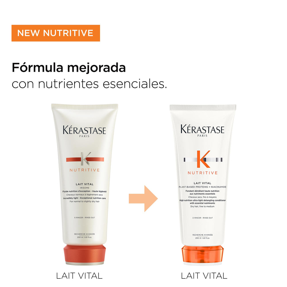 Kerastase Nutritive Lait Vital with plant-based proteins close-up on nutrients.