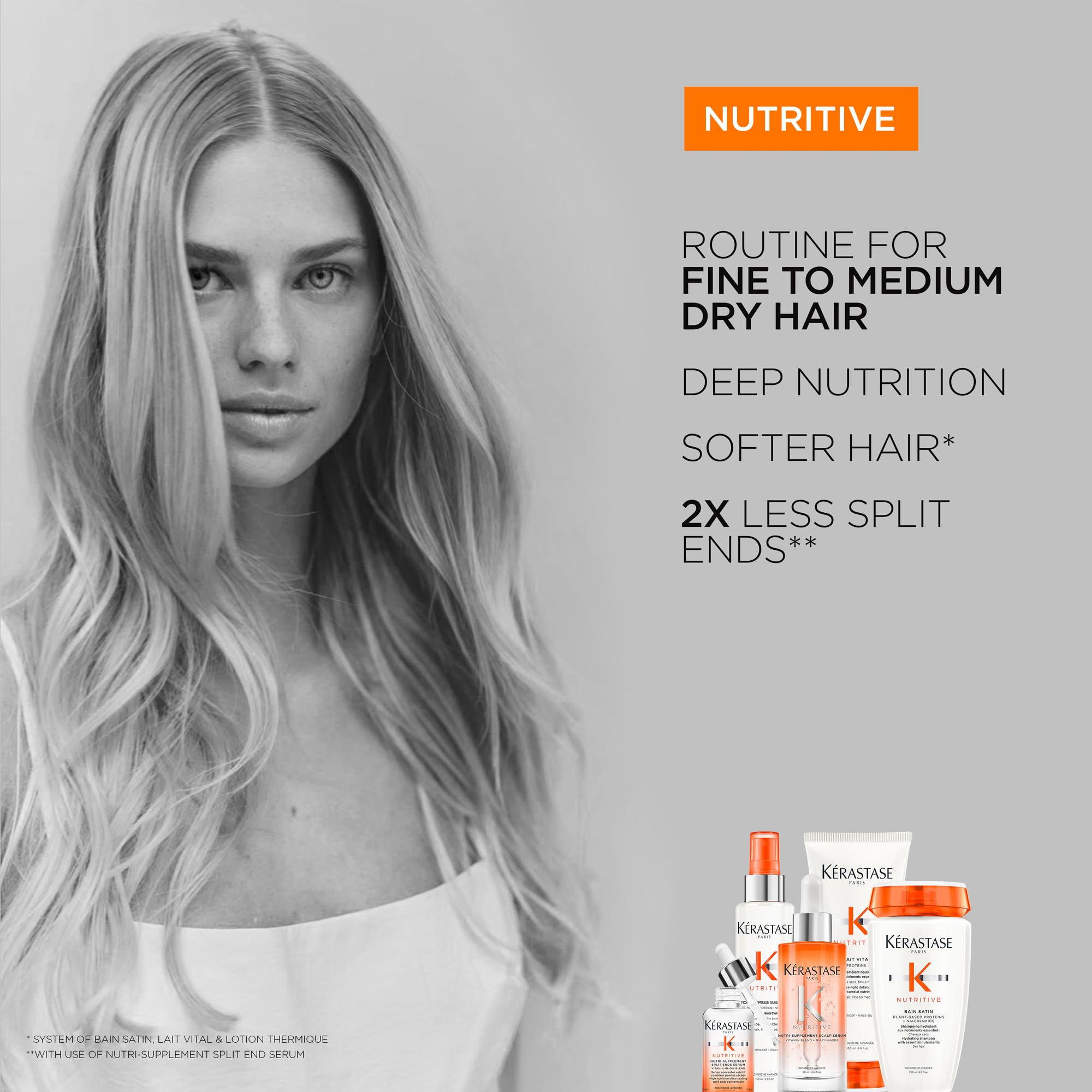 Kérastase Nutritive Lait Vital glow on fine hair — enhances shine.