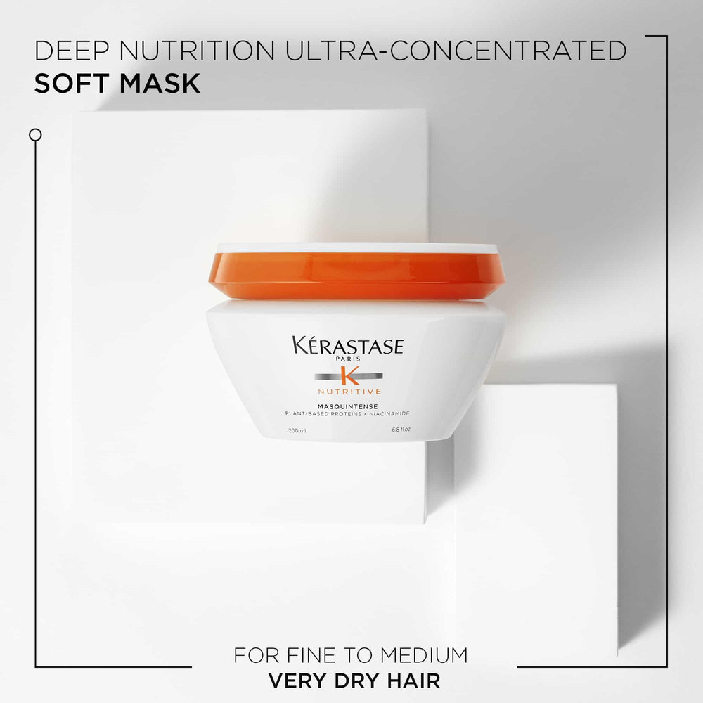 KÉRASTASE Nutritive Masquintense mask on wet mid-lengths and ends aids detangling.