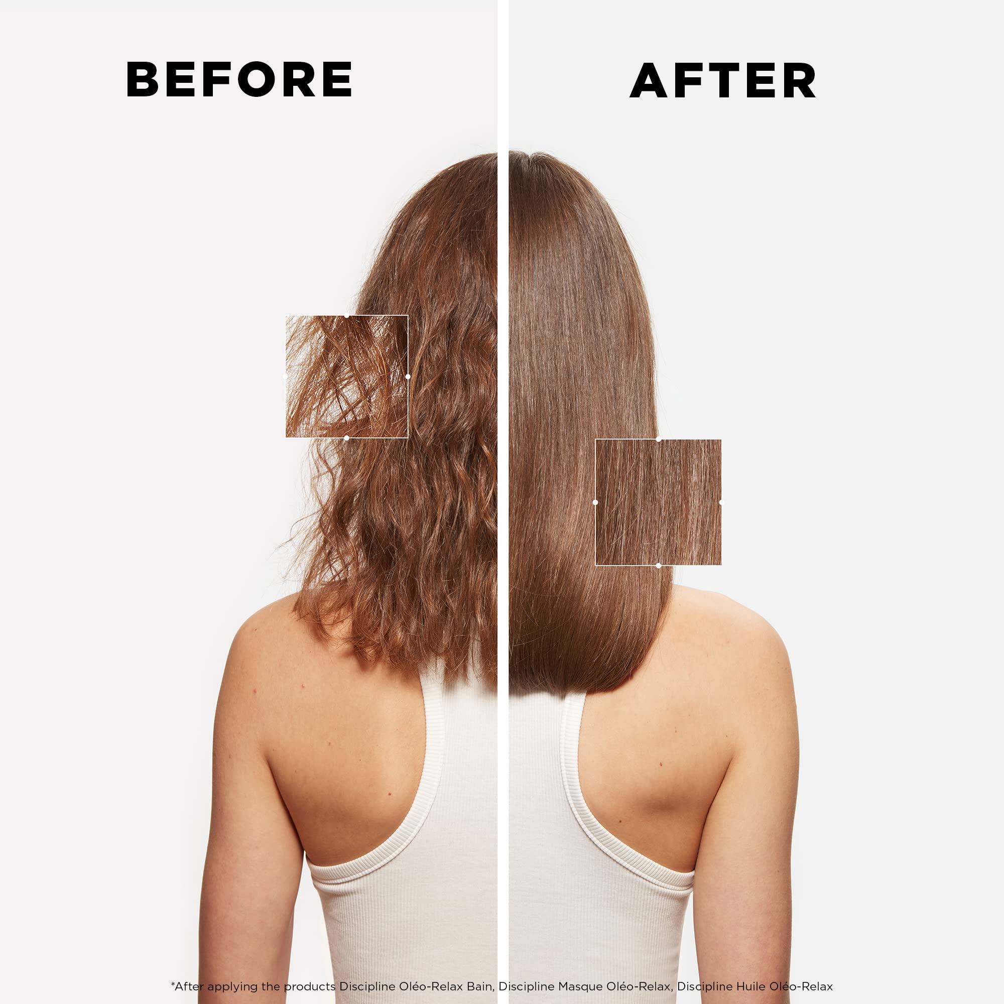 KÉRASTASE Oleo-Relax before-and-after image showing improved manageability.