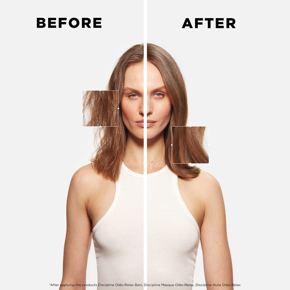 KÉRASTASE Oleo-Relax shampoo bottle for a smoothing routine.