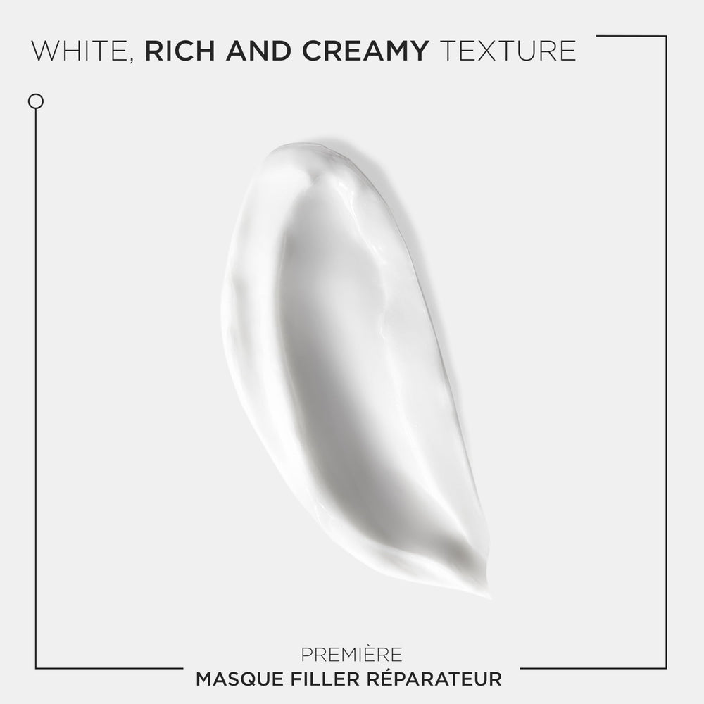 Shiny, smooth hair after using KÉRASTASE Premiere anti-breakage mask.