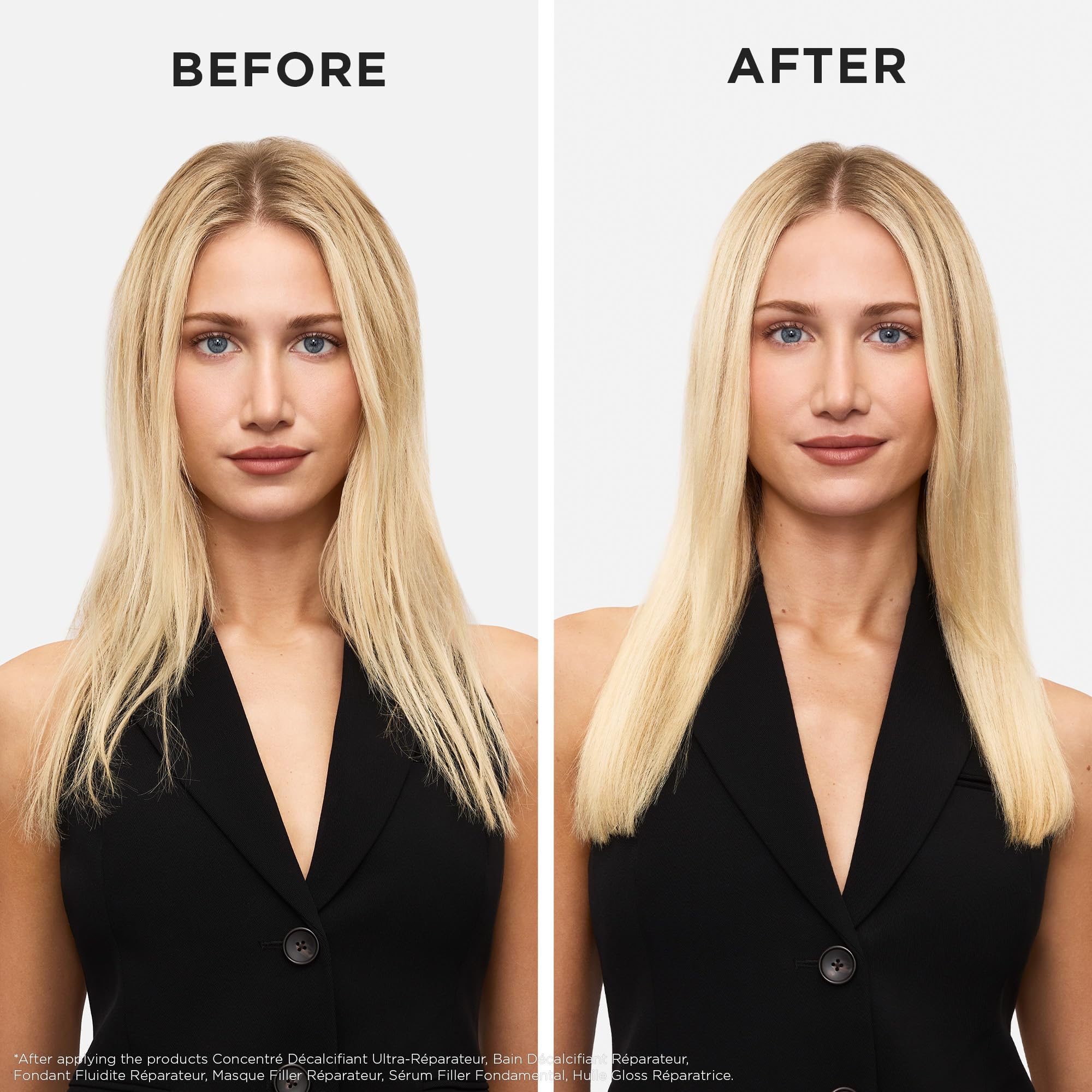 KÉRASTASE Premiere anti-breakage mask on towel-dried hair during application.
