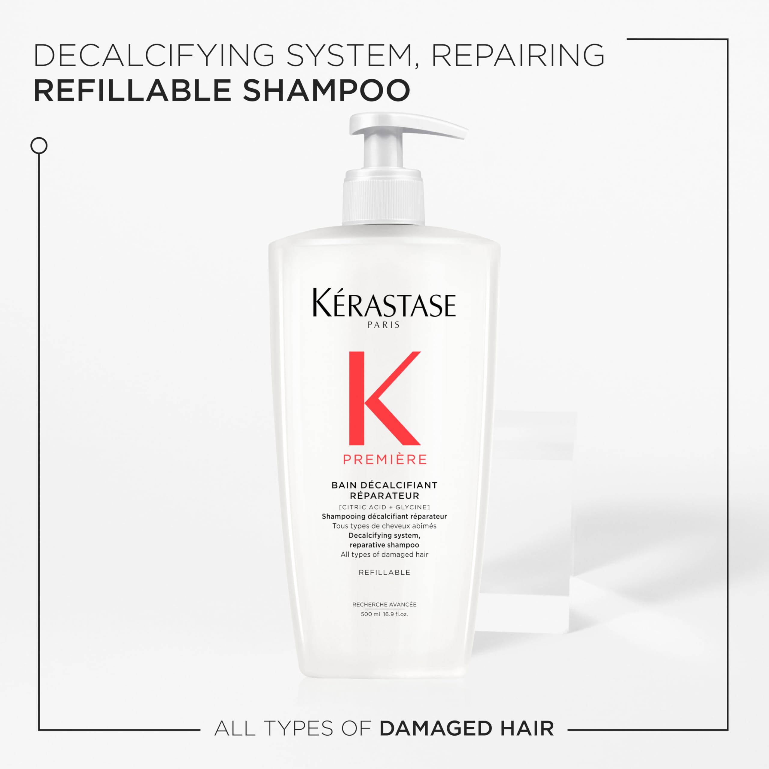 KÉRASTASE Première Bain Decalcifying Shampoo pour shows easy application and mineral removal