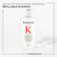 KÉRASTASE Première Bain Decalcifying Shampoo pour shows easy application and mineral removal
