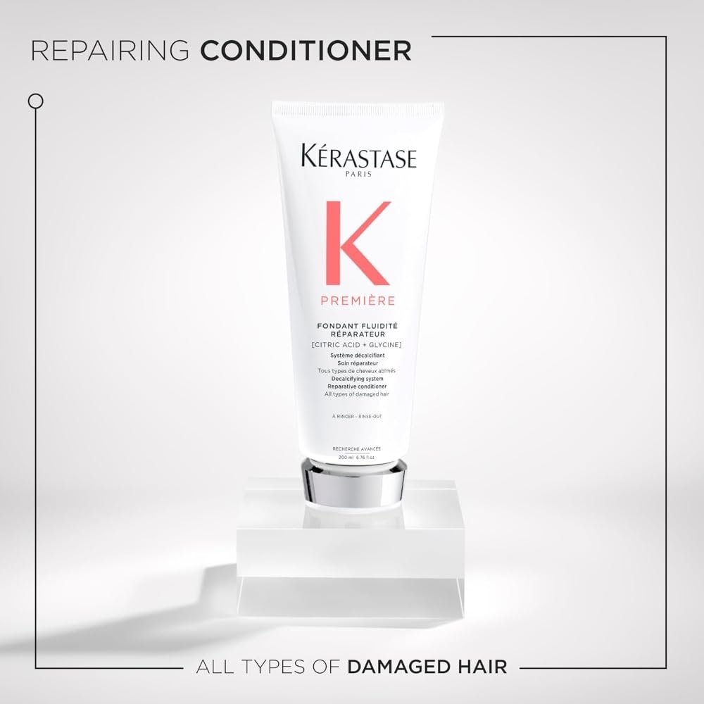 KÉRASTASE Premiere citrus-acid ingredient close-up demonstrates calcium buildup removal for smoother strands.