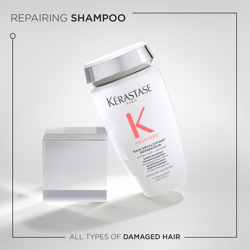 KÉRASTASE pre-shampoo texture close-up illustrating decalcifying action for cleaner hair