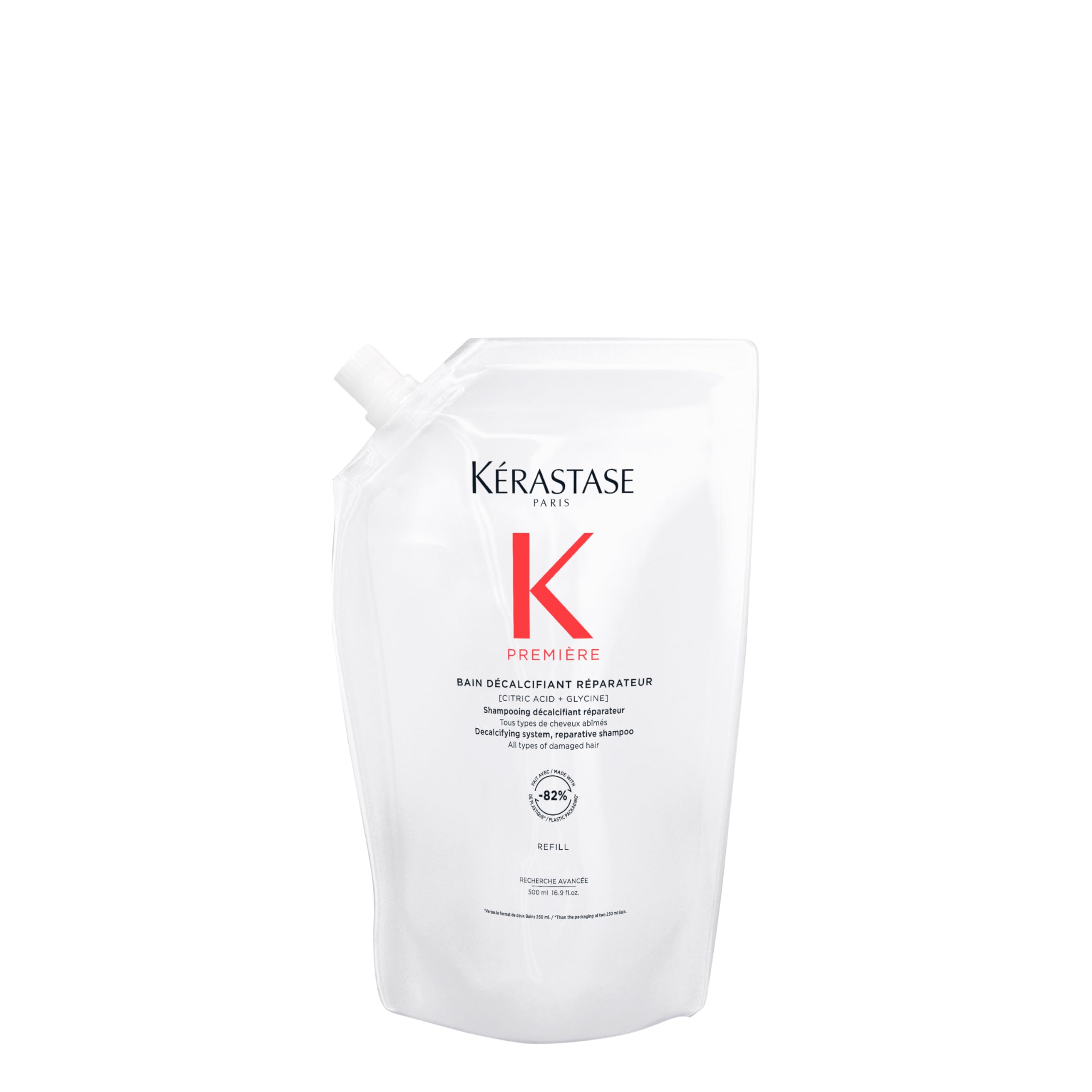 KÉRASTASE Premiere sulfate-free bottle pour for gentle cleansing and smoother hair.