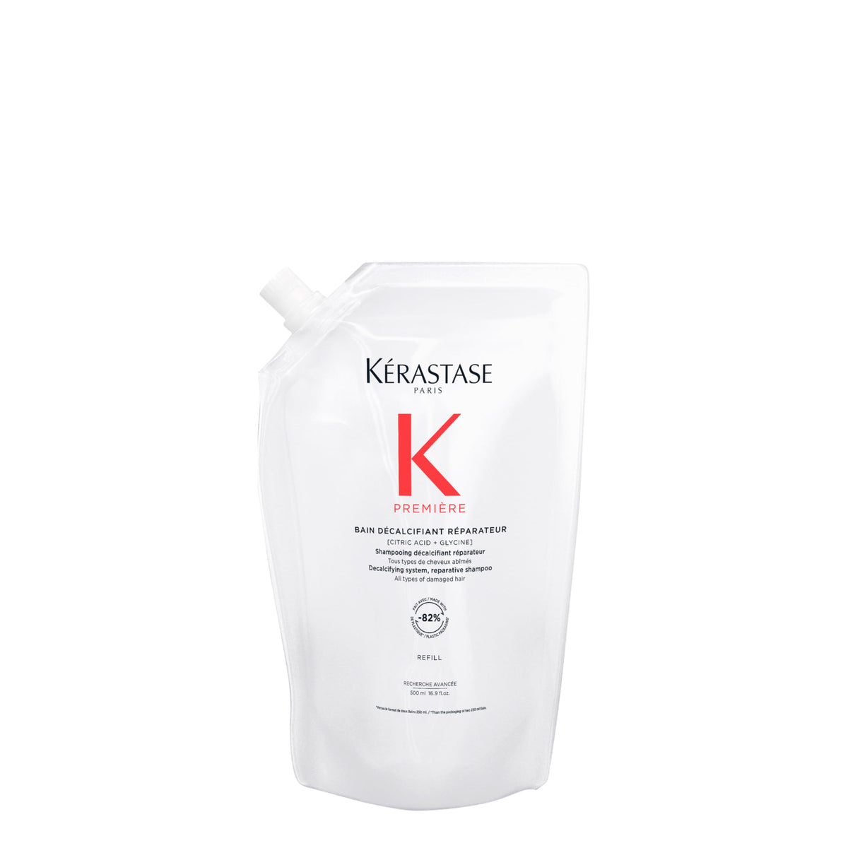 KÉRASTASE Premiere sulfate-free bottle pour for gentle cleansing and smoother hair.