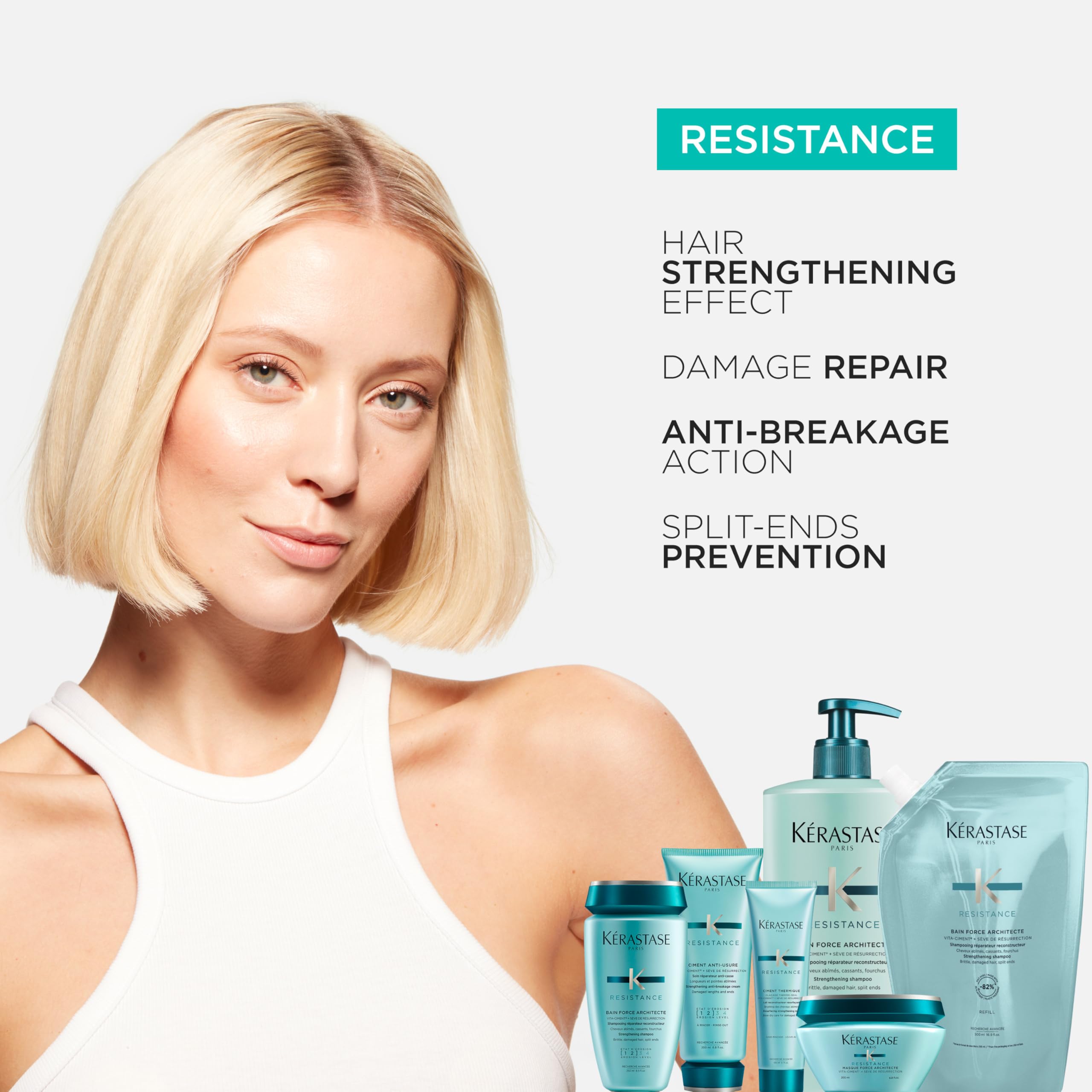 Kérastase Résistance Bain Force Architecte in hand highlights luxurious texture for everyday rebuild.