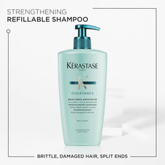 Kérastase Résistance Bain Force Architecte shampoo lather signals gentle cleansing for damaged tresses.