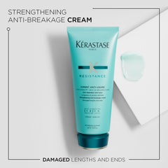 KÉRASTASE Resistance Ciment Anti-Usure cream applied to towel-dried hair for daily conditioning.