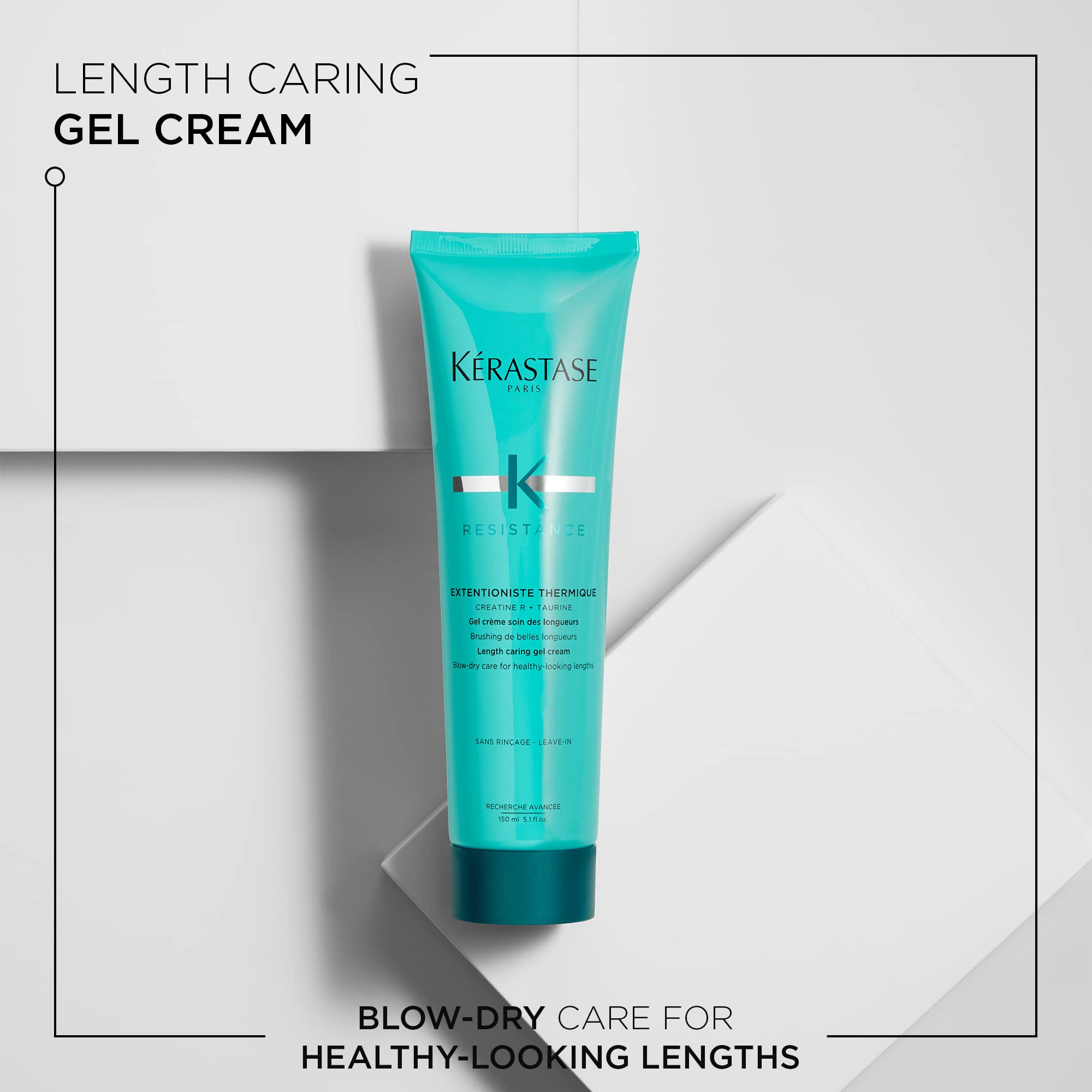 KÉRASTASE Extentioniste Thermique cream-dispense highlights quarter-sized application.