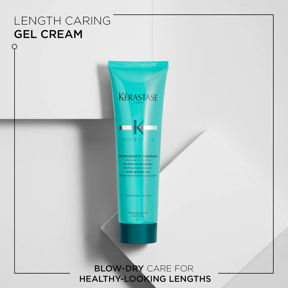 KÉRASTASE Extentioniste Thermique cream-dispense highlights quarter-sized application.