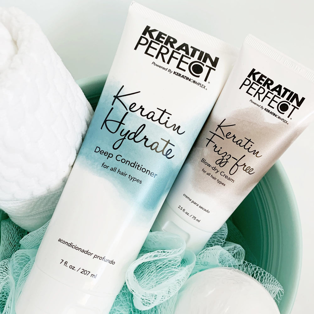 Keratin Perfect KP Frizz-free frizz-control after application demonstrated