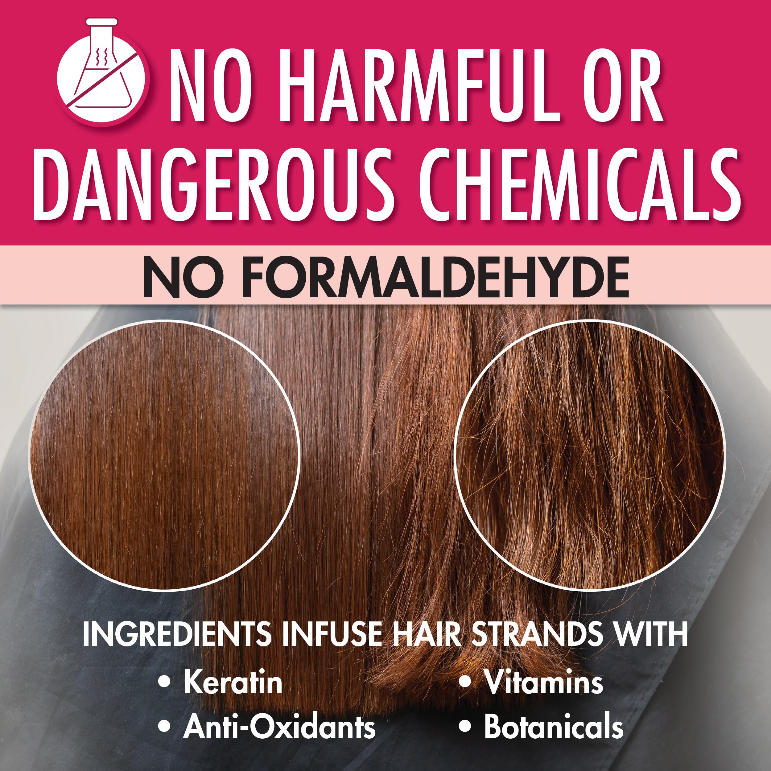 Keratin Salon Direct damp hair prep before-treatment setup for convenient styling.