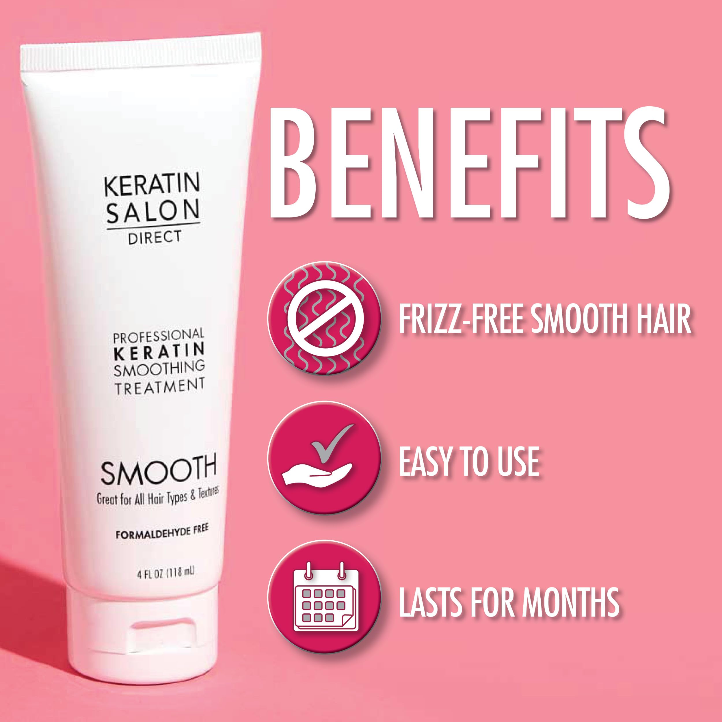 Keratin Salon Direct application on hair demonstrates an easy at-home smoothing process.