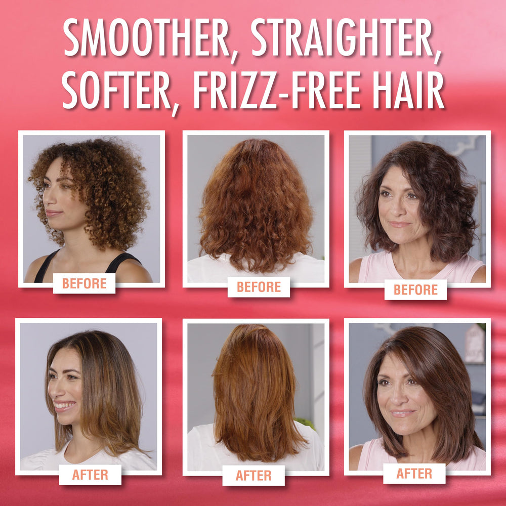 Keratin Salon Direct hair-smoothing in action shows frizz control and shine.