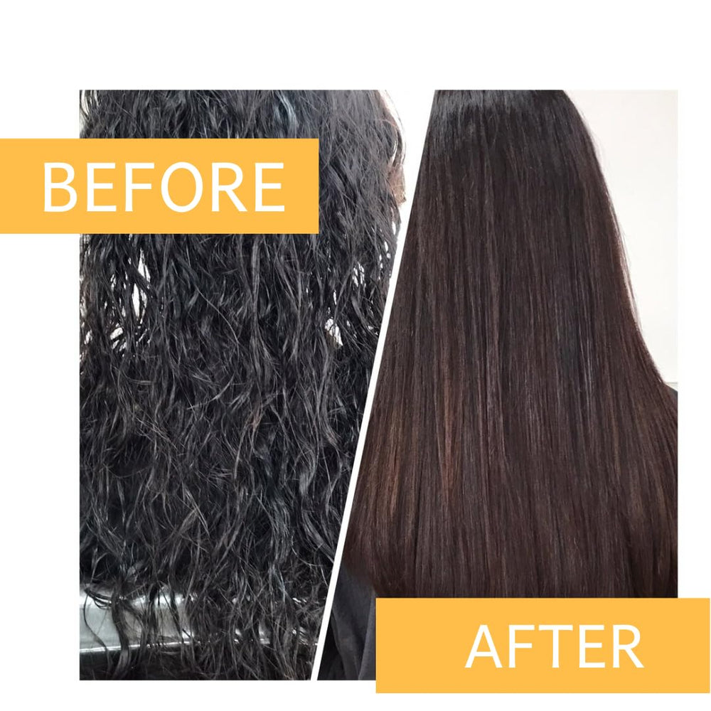 Kerazon at-home keratin treatment setup illustrates simple application.