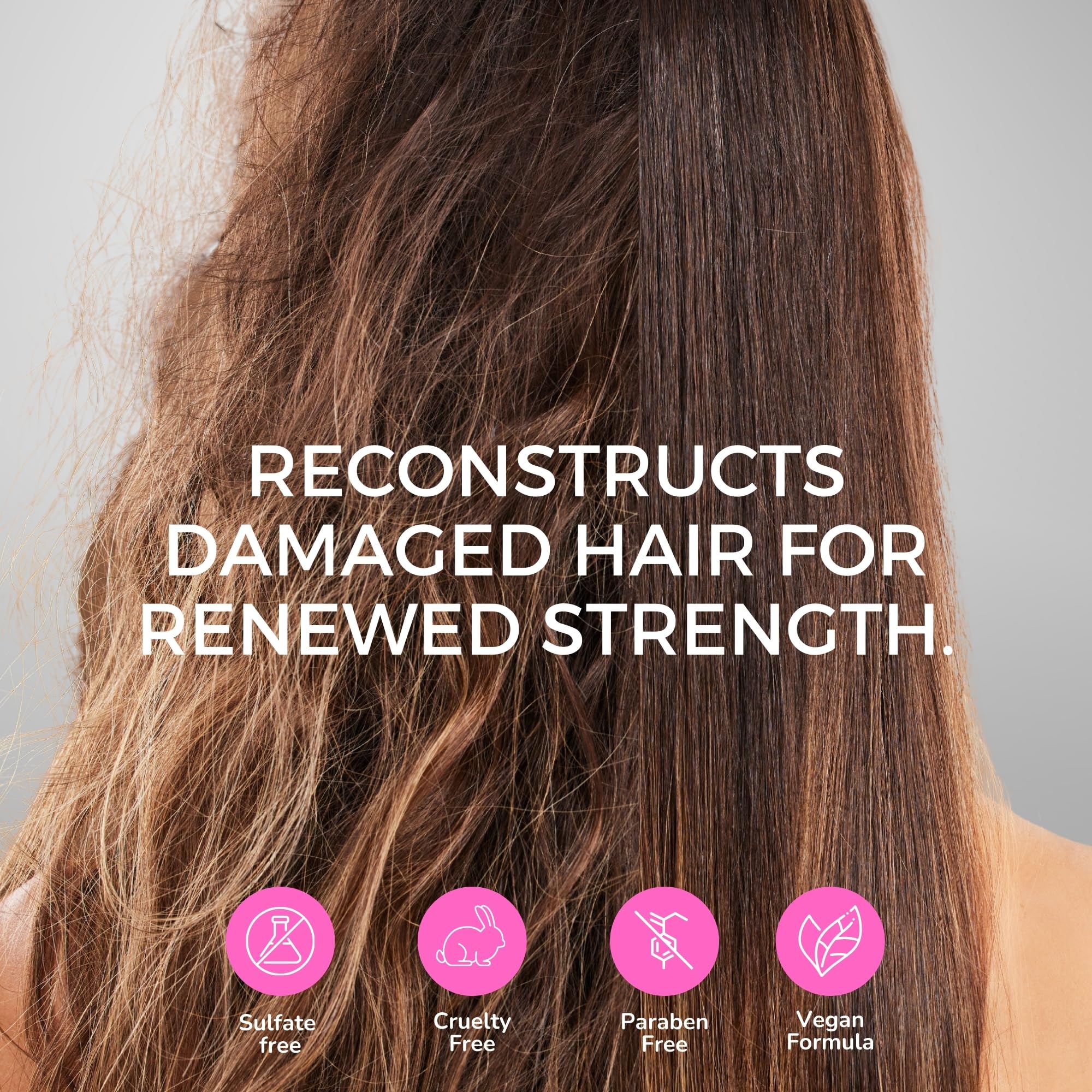 Kerazon BTX frizz-control closeup on sleek strands illustrates frizz management.